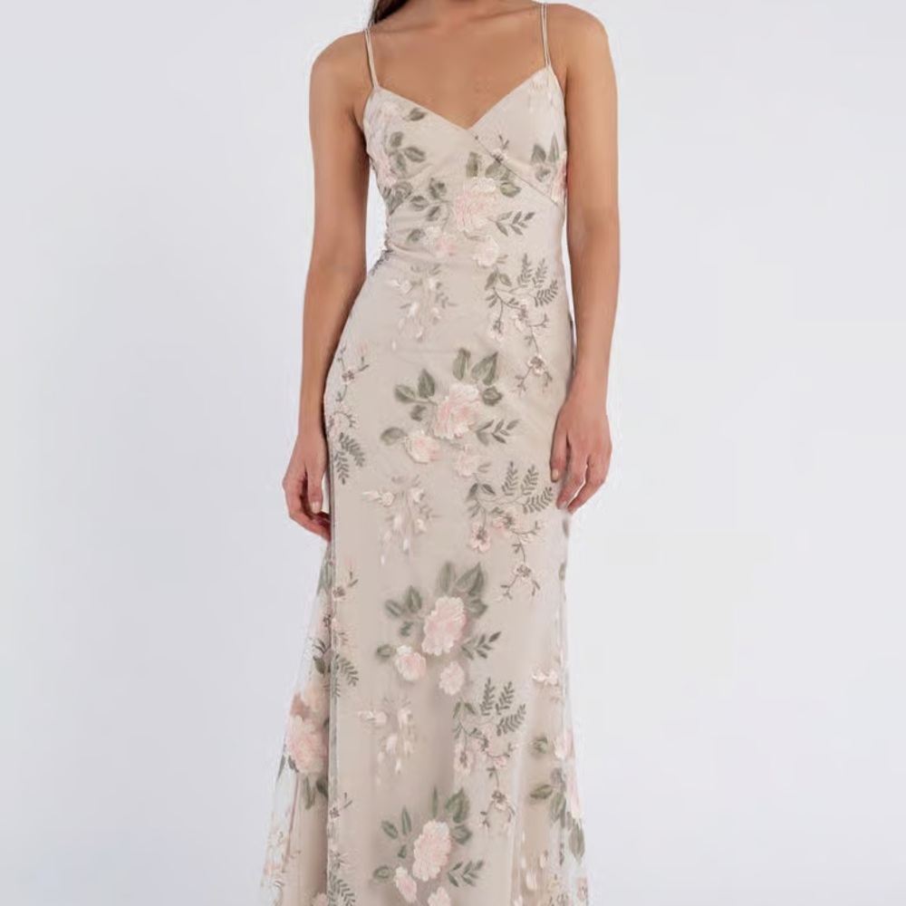 Jenny Yoo Cream Floral Maxi Dress Worn Once!